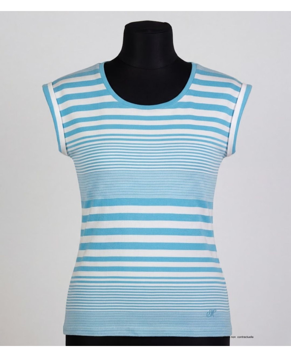 MAYFLOWER DARLING1 : Tee-shirt Rayé Stretch & Confort bleu