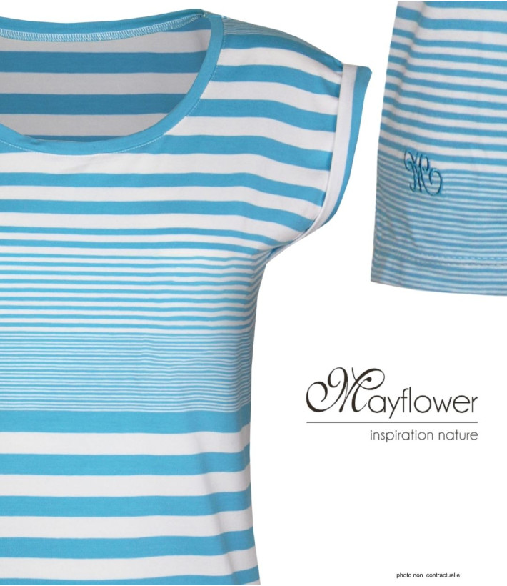MAYFLOWER DARLING1 : Tee-shirt Rayé Stretch & Confort bleu