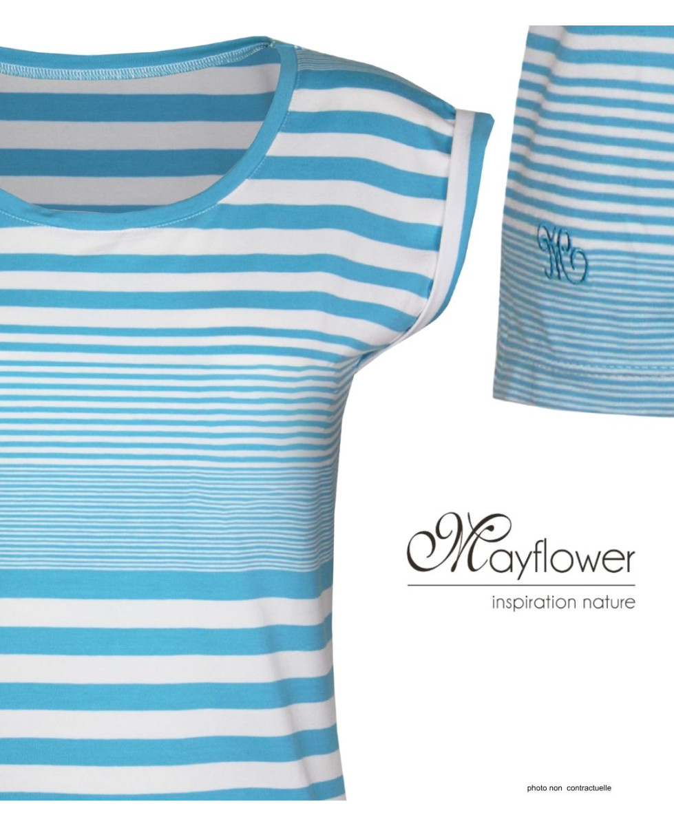 MAYFLOWER DARLING1 : Tee-shirt Rayé Stretch & Confort bleu