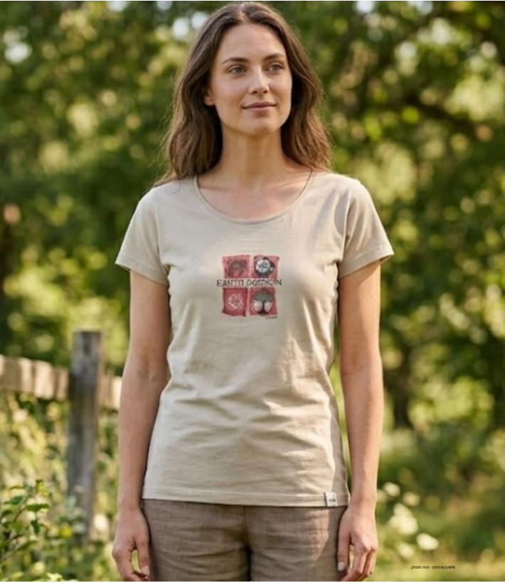 MAYFLOWER DATURA1 - Tee-shirt Col Rond Beige en Coton Doux