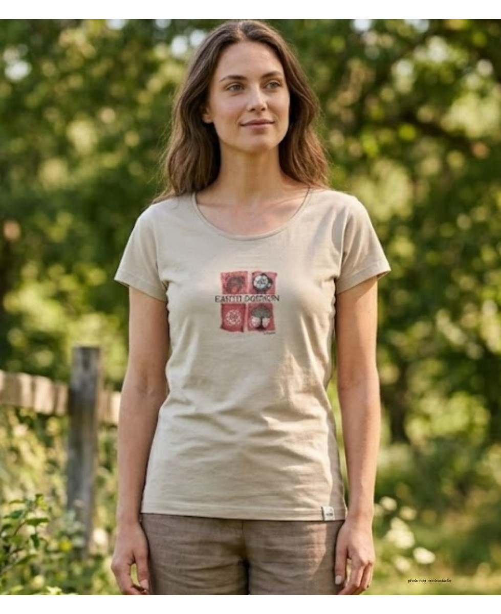 MAYFLOWER DATURA1 - Tee-shirt Col Rond Beige en Coton Doux