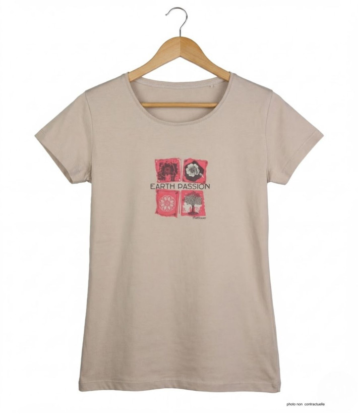 MAYFLOWER DATURA1 - Tee-shirt Col Rond Beige en Coton Doux