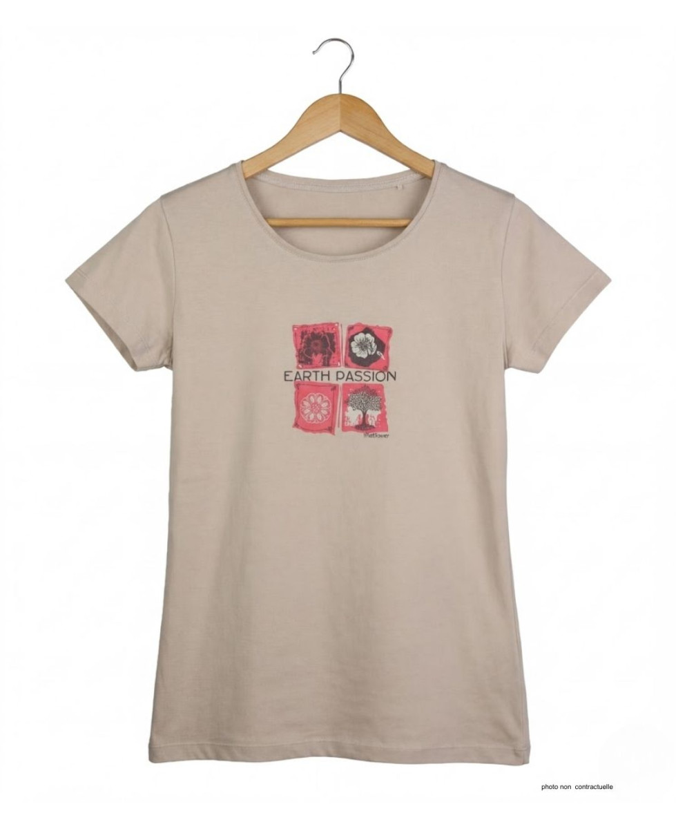 MAYFLOWER DATURA1 - Tee-shirt Col Rond Beige en Coton Doux