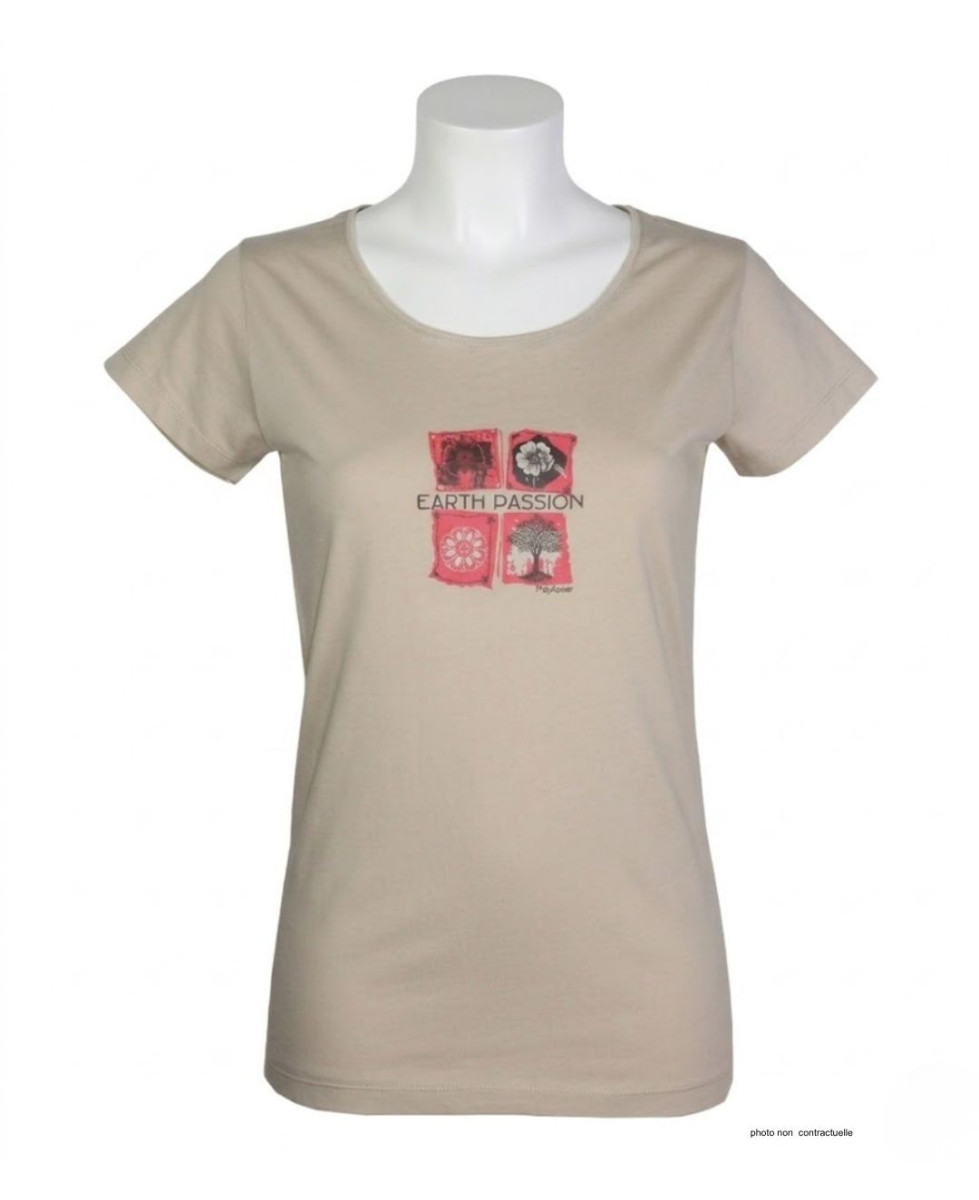 MAYFLOWER DATURA1 - Tee-shirt Col Rond Beige en Coton Doux