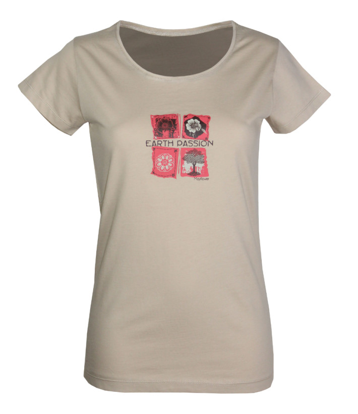 MAYFLOWER DATURA1 - Tee-shirt Col Rond Beige en Coton Doux
