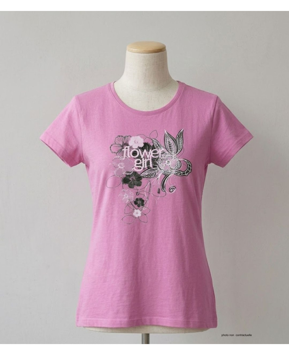 MAYFLOWER DAVY2 - Tee-shirt Col Rond Lilas/Rose 100% Coton