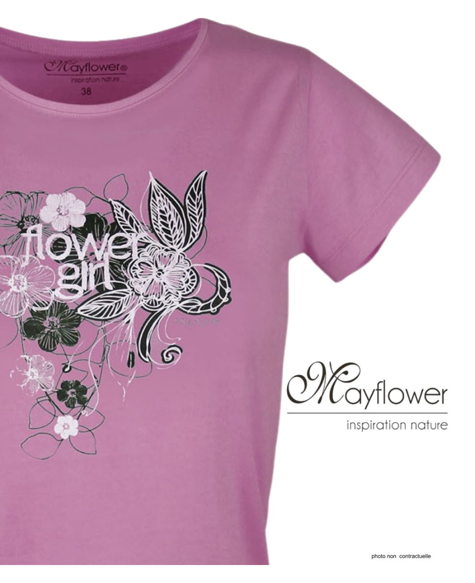 MAYFLOWER DAVY2 - Tee-shirt Col Rond Lilas/Rose 100% Coton