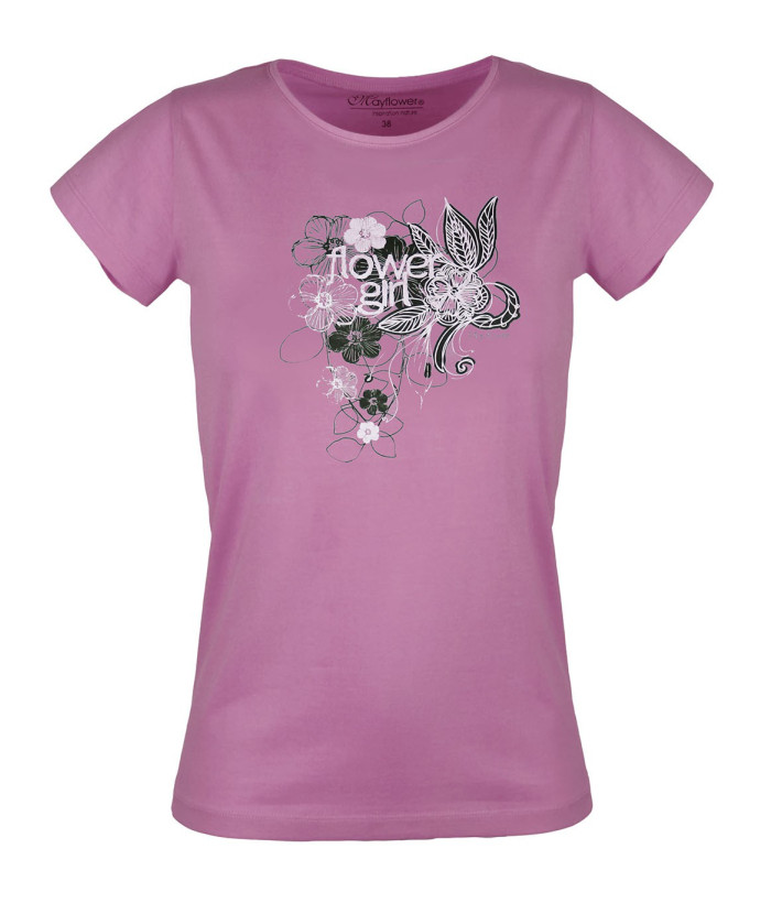 MAYFLOWER DAVY2 - Tee-shirt Col Rond Lilas/Rose 100% Coton