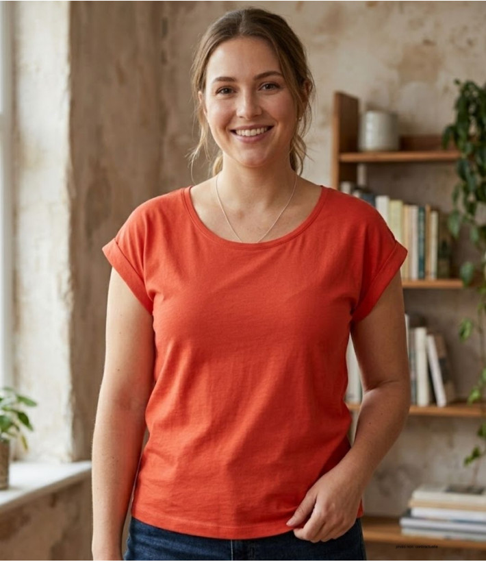 MAYFLOWER DELHI1 - Tee-shirt Sans Manches Orange Coton Flammé