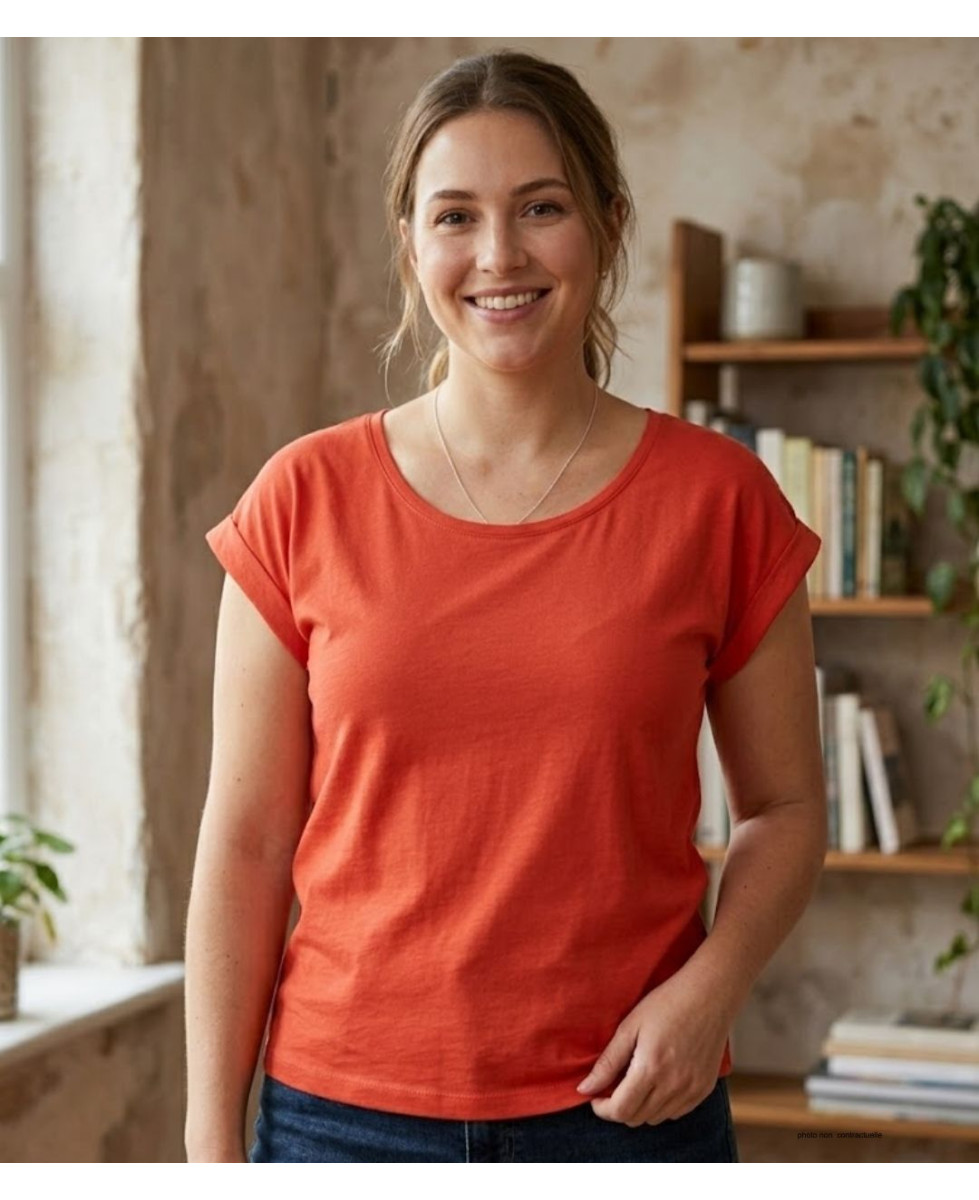 MAYFLOWER DELHI1 - Tee-shirt Sans Manches Orange Coton Flammé