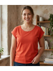 MAYFLOWER DELHI1 - Tee-shirt Sans Manches Orange Coton Flammé