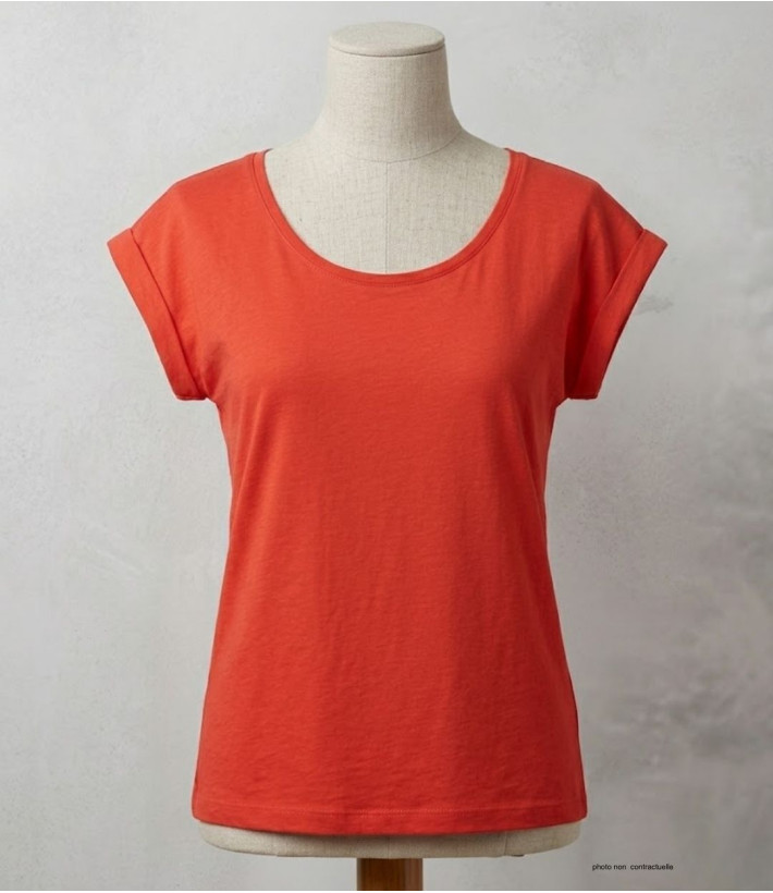MAYFLOWER DELHI1 - Tee-shirt Sans Manches Orange Coton Flammé