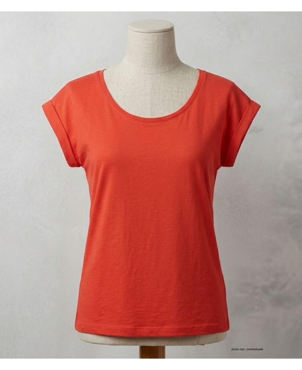 MAYFLOWER DELHI1 - Tee-shirt Sans Manches Orange Coton Flammé