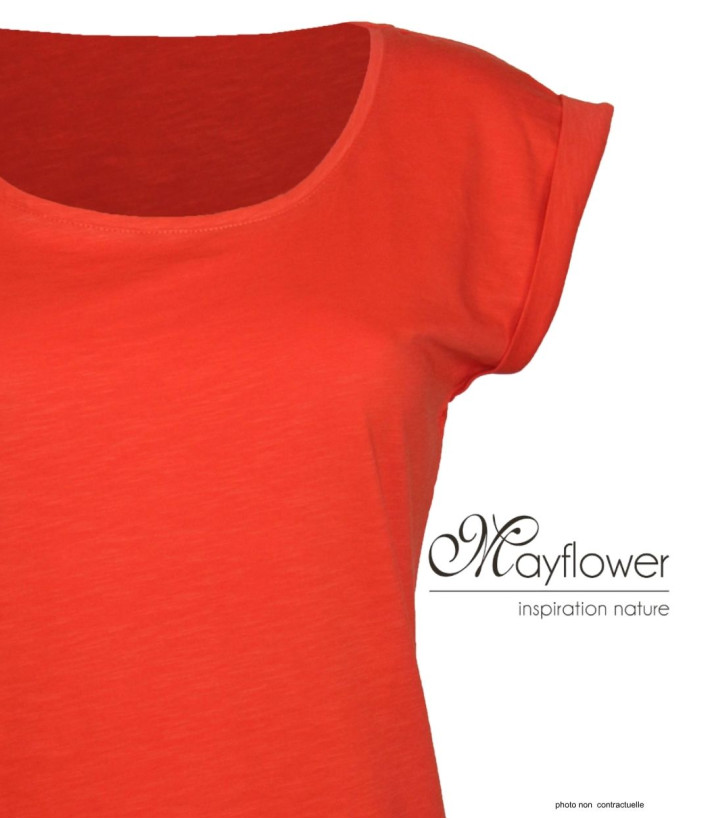 MAYFLOWER DELHI1 - Tee-shirt Sans Manches Orange Coton Flammé
