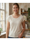 MAYFLOWER DELHI2 - Tee-shirt Sans Manches Beige Coton Flammé