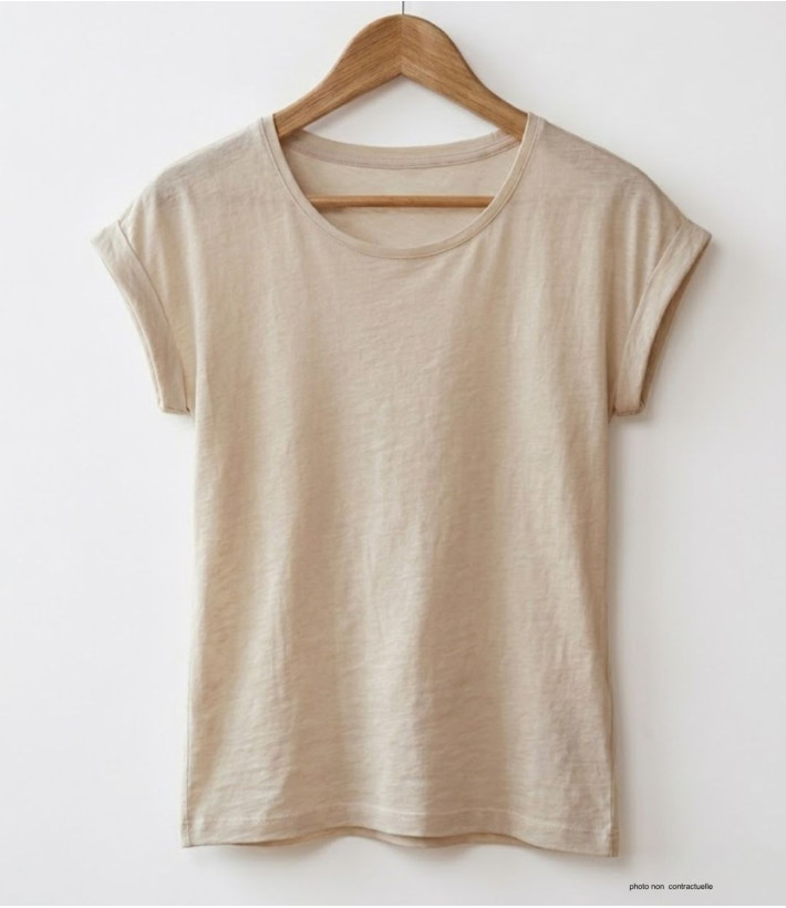 MAYFLOWER DELHI2 - Tee-shirt Sans Manches Beige Coton Flammé