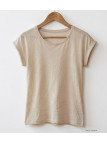 MAYFLOWER DELHI2 - Tee-shirt Sans Manches Beige Coton Flammé
