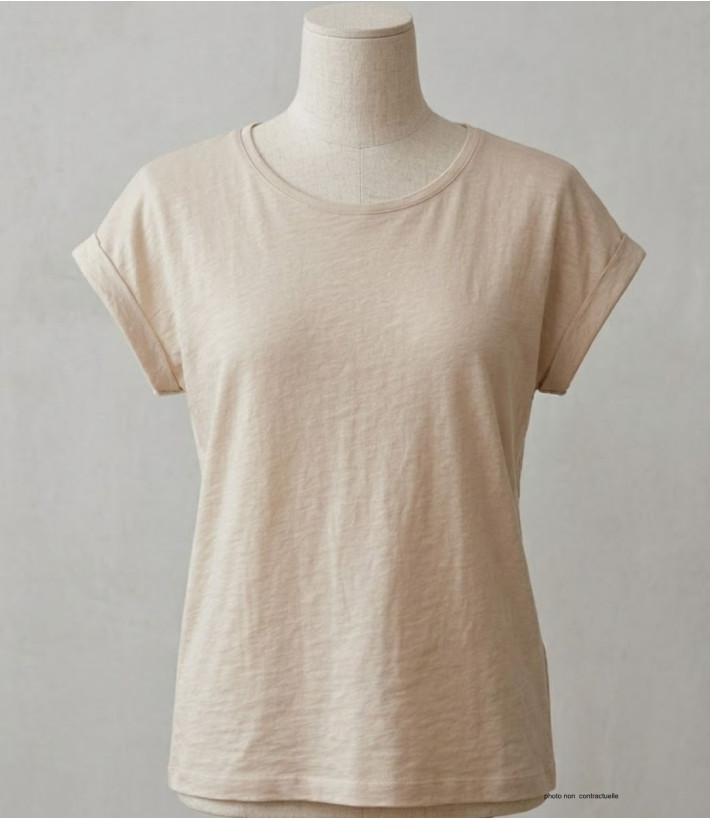 MAYFLOWER DELHI2 - Tee-shirt Sans Manches Beige Coton Flammé
