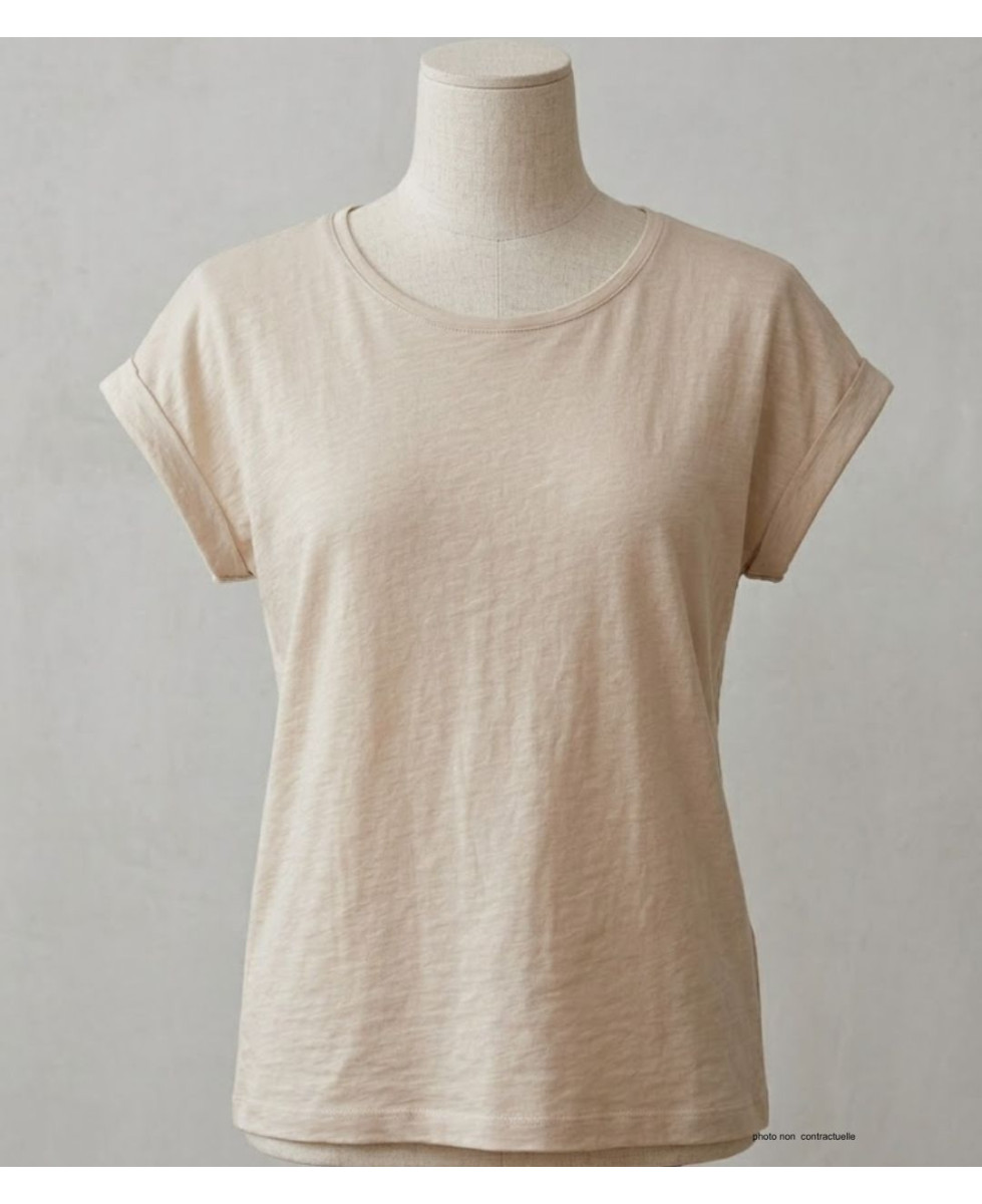 MAYFLOWER DELHI2 - Tee-shirt Sans Manches Beige Coton Flammé