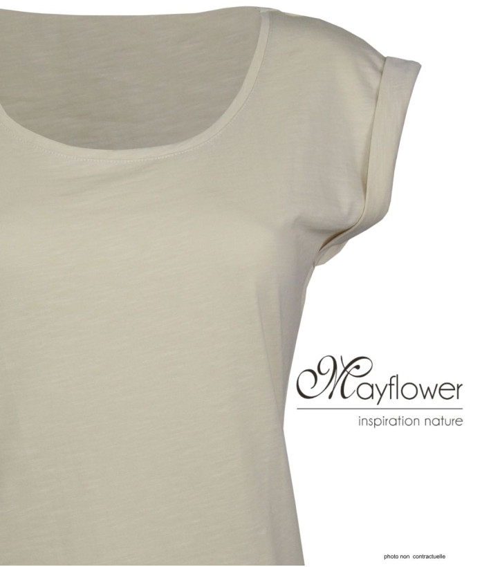 MAYFLOWER DELHI2 - Tee-shirt Sans Manches Beige Coton Flammé