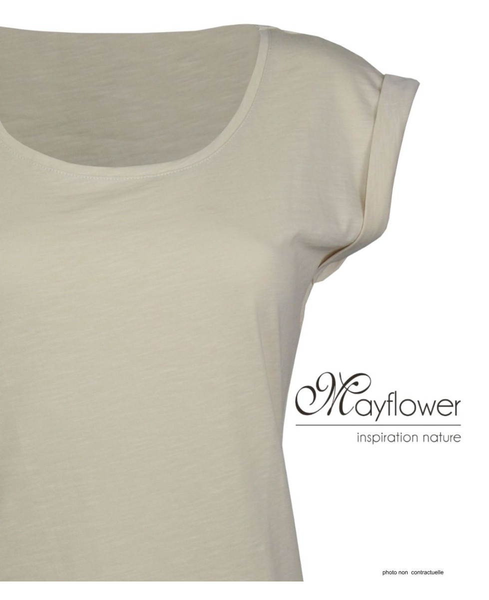 MAYFLOWER DELHI2 - Tee-shirt Sans Manches Beige Coton Flammé