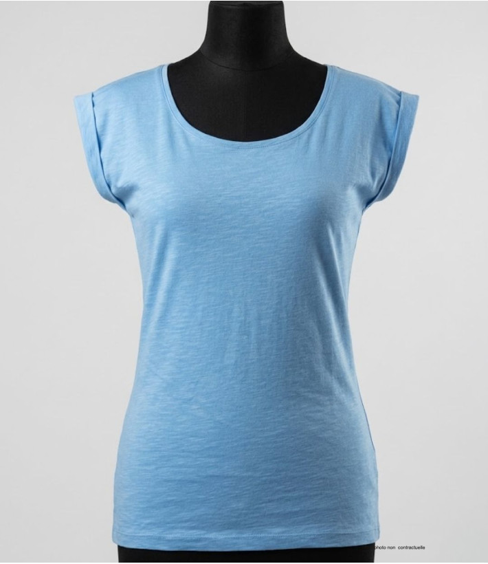 MAYFLOWER DELHI3 - Tee-shirt Sans Manches Bleu Ciel Coton