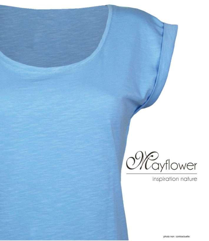 MAYFLOWER DELHI3 - Tee-shirt Sans Manches Bleu Ciel Coton