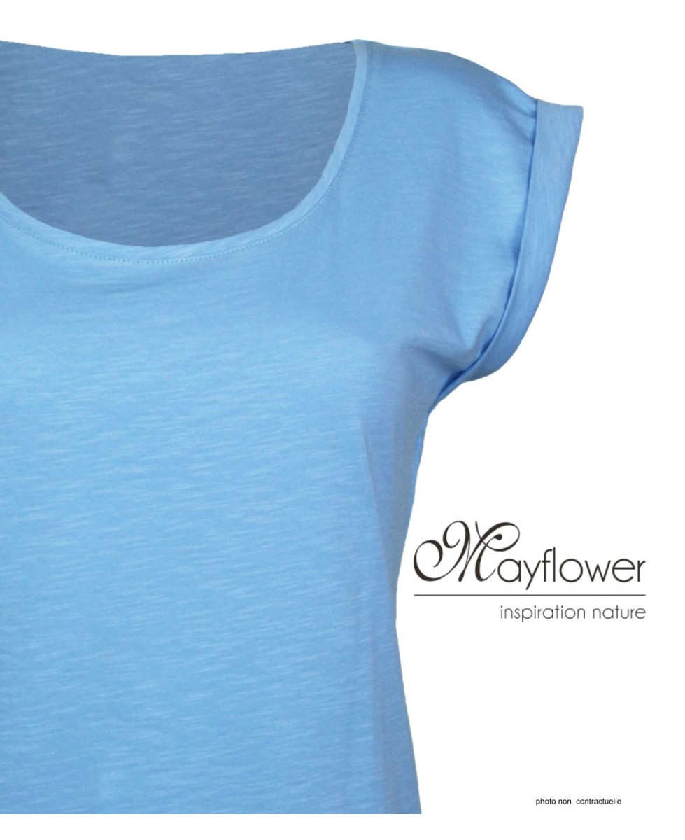 MAYFLOWER DELHI3 - Tee-shirt Sans Manches Bleu Ciel Coton