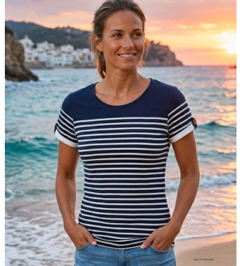 Tee-shirt marin femme MAYFLOWER DELICAT1 bleu blanc