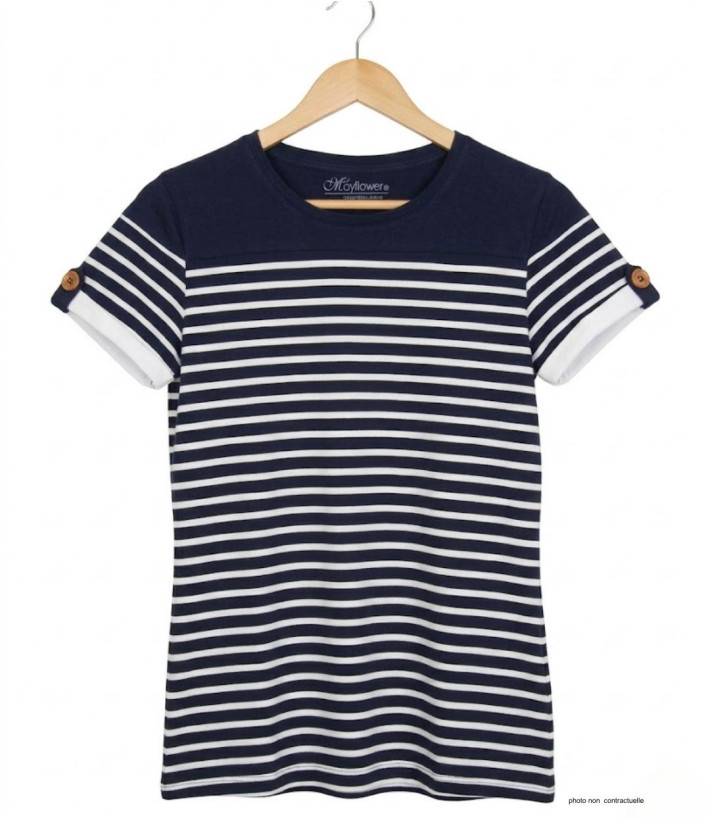 Tee-shirt marin femme MAYFLOWER DELICAT1 bleu blanc