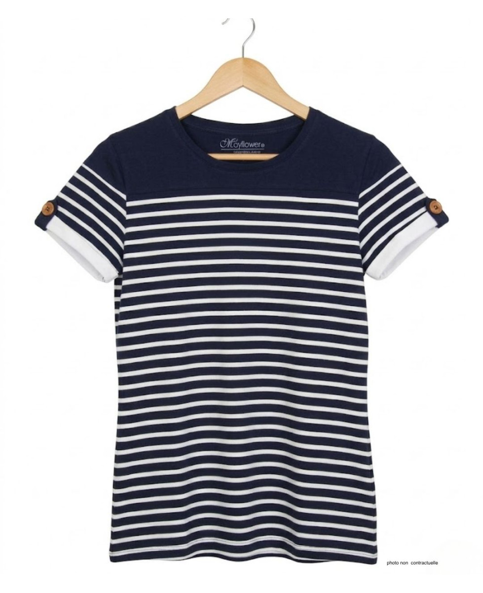 Tee-shirt marin femme MAYFLOWER DELICAT1 bleu blanc