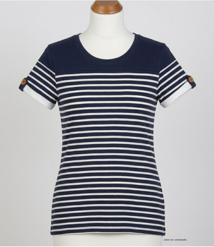 Tee-shirt marin femme MAYFLOWER DELICAT1 bleu blanc