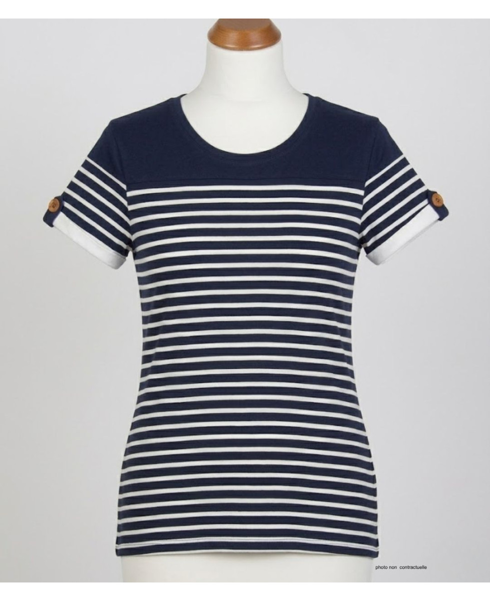 Tee-shirt marin femme MAYFLOWER DELICAT1 bleu blanc