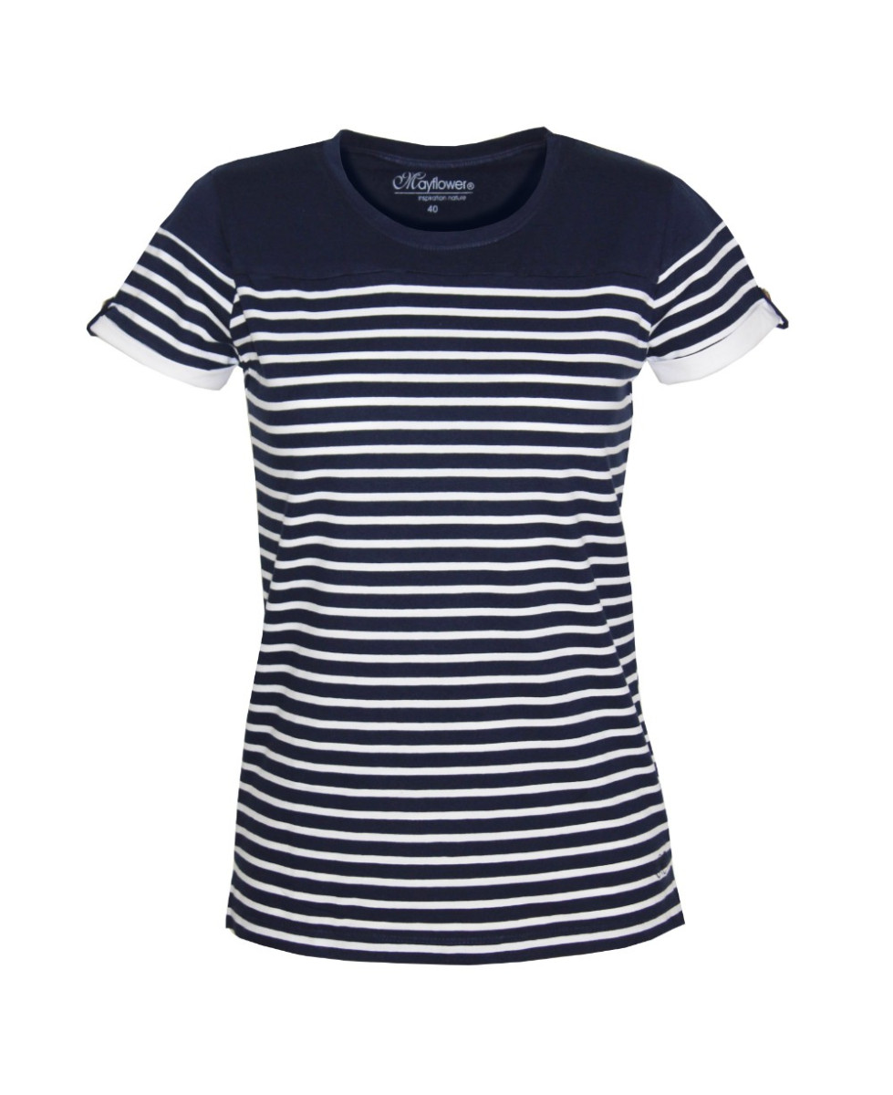 Tee-shirt marin femme MAYFLOWER DELICAT1 bleu blanc