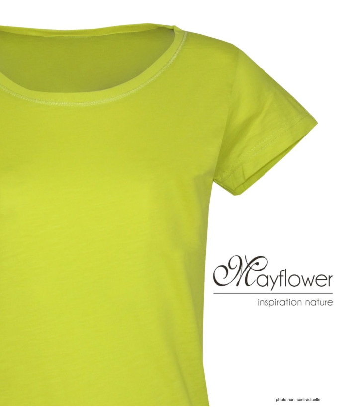 MAYFLOWER DERICK4 - Tee-shirt Col Bateau Jaune 100% Coton