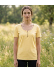 MAYFLOWER DETROIT2 - Tee-shirt Coton Bio Jaune Col Boutonné