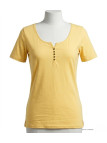 MAYFLOWER DETROIT2 - Tee-shirt Coton Bio Jaune Col Boutonné