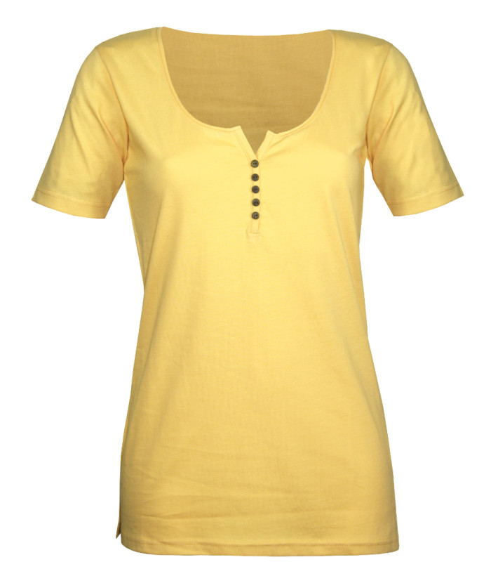MAYFLOWER DETROIT2 - Tee-shirt Coton Bio Jaune Col Boutonné