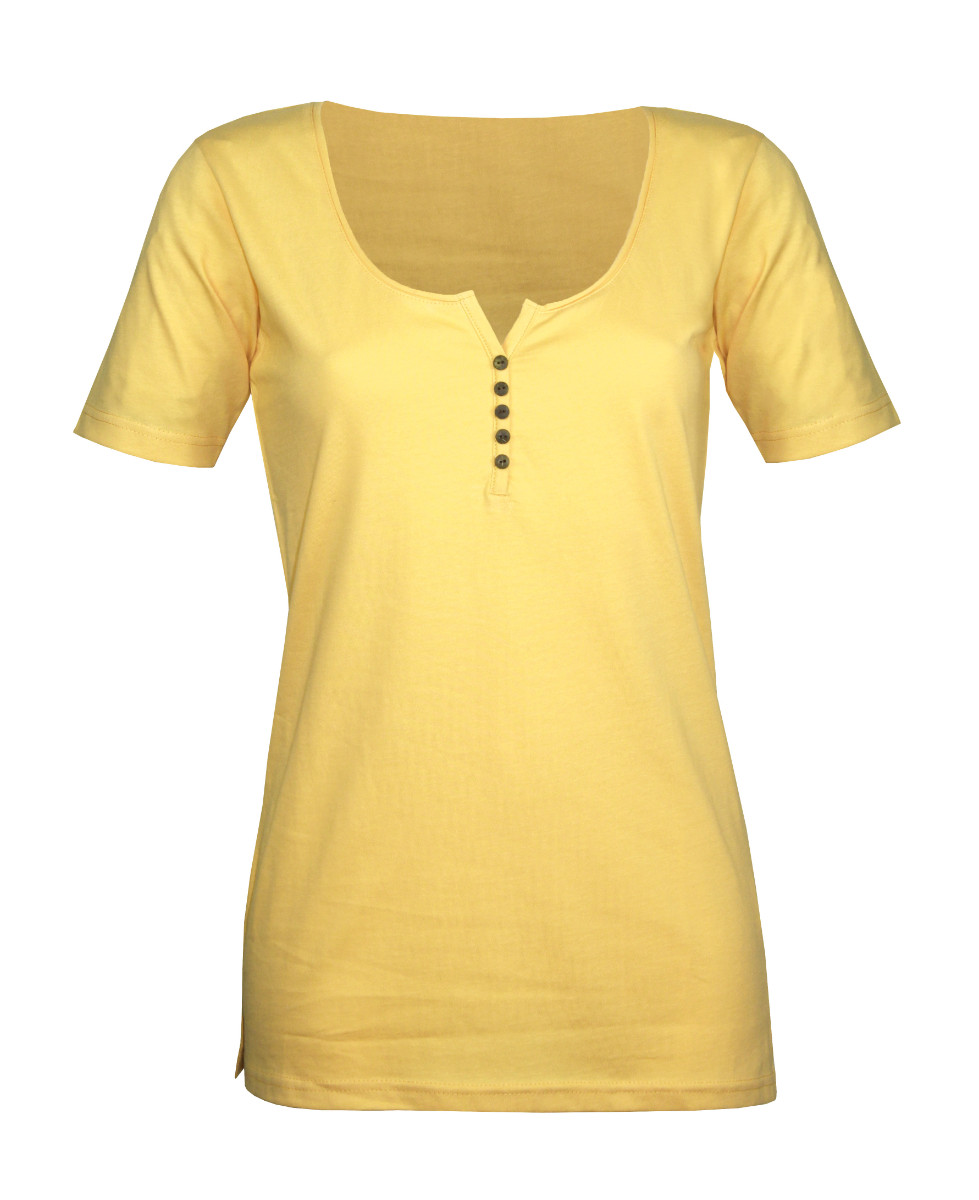 MAYFLOWER DETROIT2 - Tee-shirt Coton Bio Jaune Col Boutonné