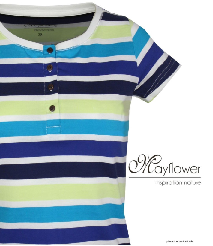 Tee-shirt Mayflower Diwane2 Rayé - Pur Coton Style Marin