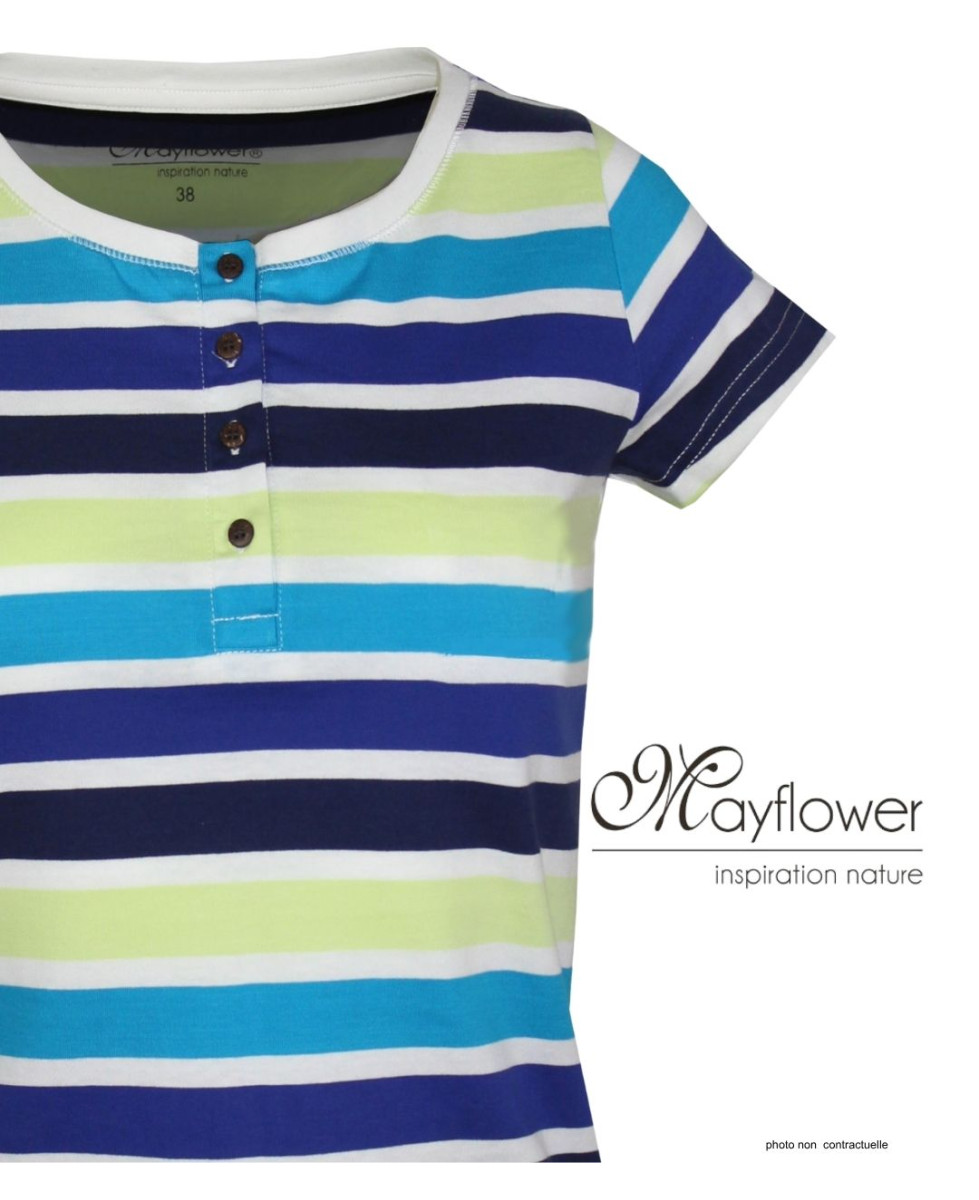 Tee-shirt Mayflower Diwane2 Rayé - Pur Coton Style Marin