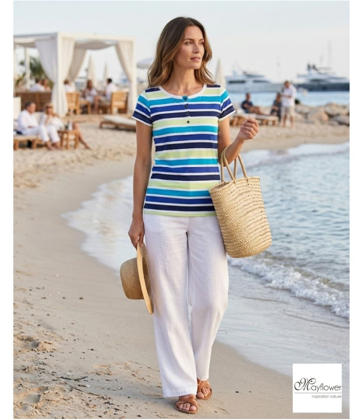 Tee-shirt Mayflower Diwane2 Rayé - Pur Coton Style Marin