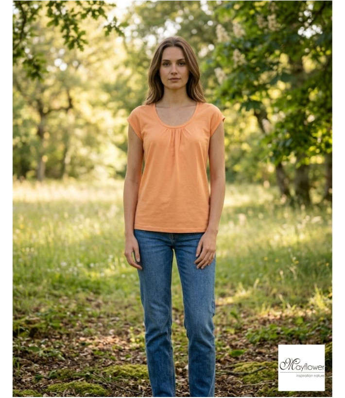 Tee-shirt pêche DJIBOUTI1 coton bio col rond femme