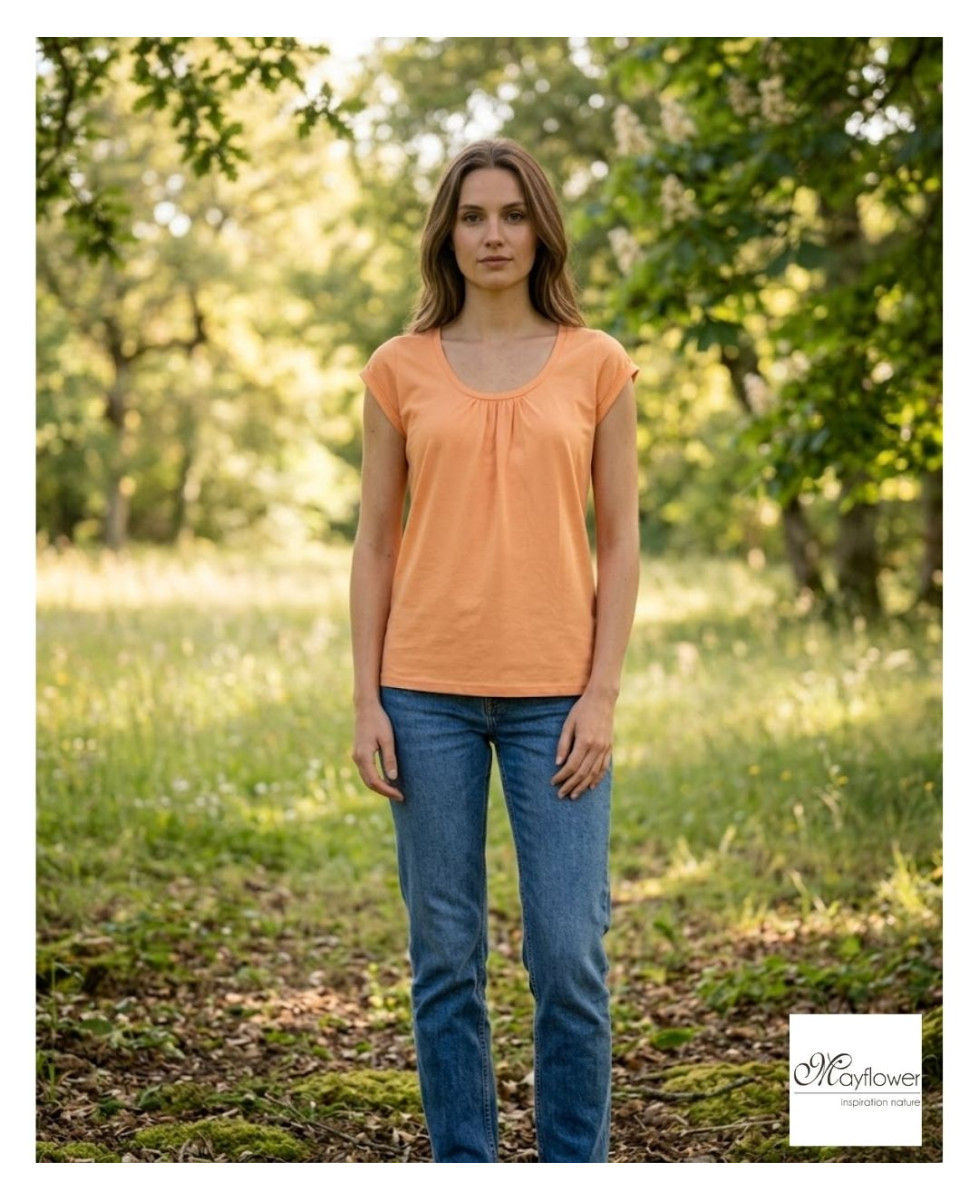 Tee-shirt pêche DJIBOUTI1 coton bio col rond femme