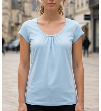Tee-shirt Mayflower Djibouti3 Bleu Clair - Coton Bio & Fronces