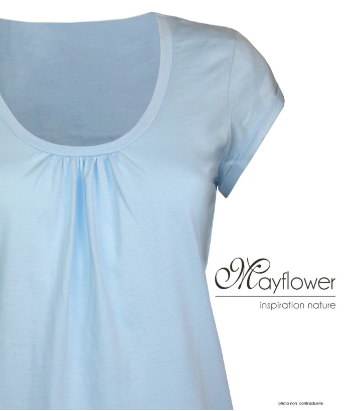 Tee-shirt Mayflower Djibouti3 Bleu Clair - Coton Bio & Fronces
