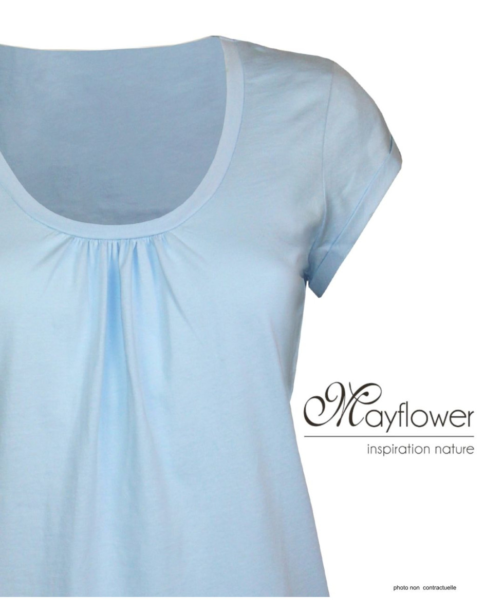 Tee-shirt Mayflower Djibouti3 Bleu Clair - Coton Bio & Fronces