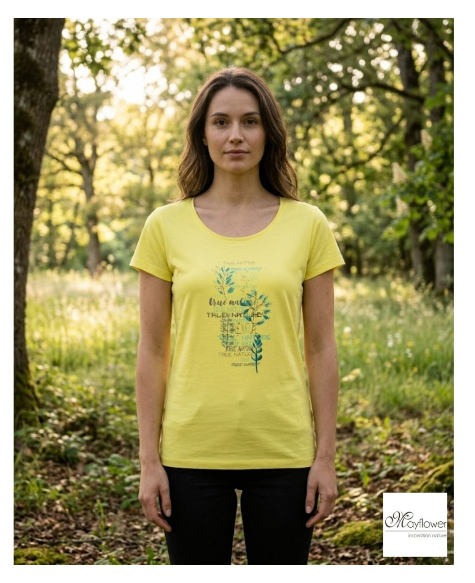 Tee-shirt Mayflower Dojo1 Jaune - Coton & Motif Herbier