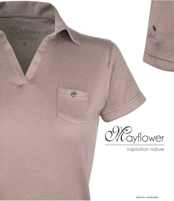 Polo Mayflower Dagan1 Beige - Col V & Poche Boutonnée