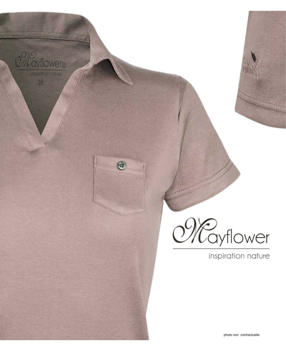 Polo Mayflower Dagan1 Beige - Col V & Poche Boutonnée